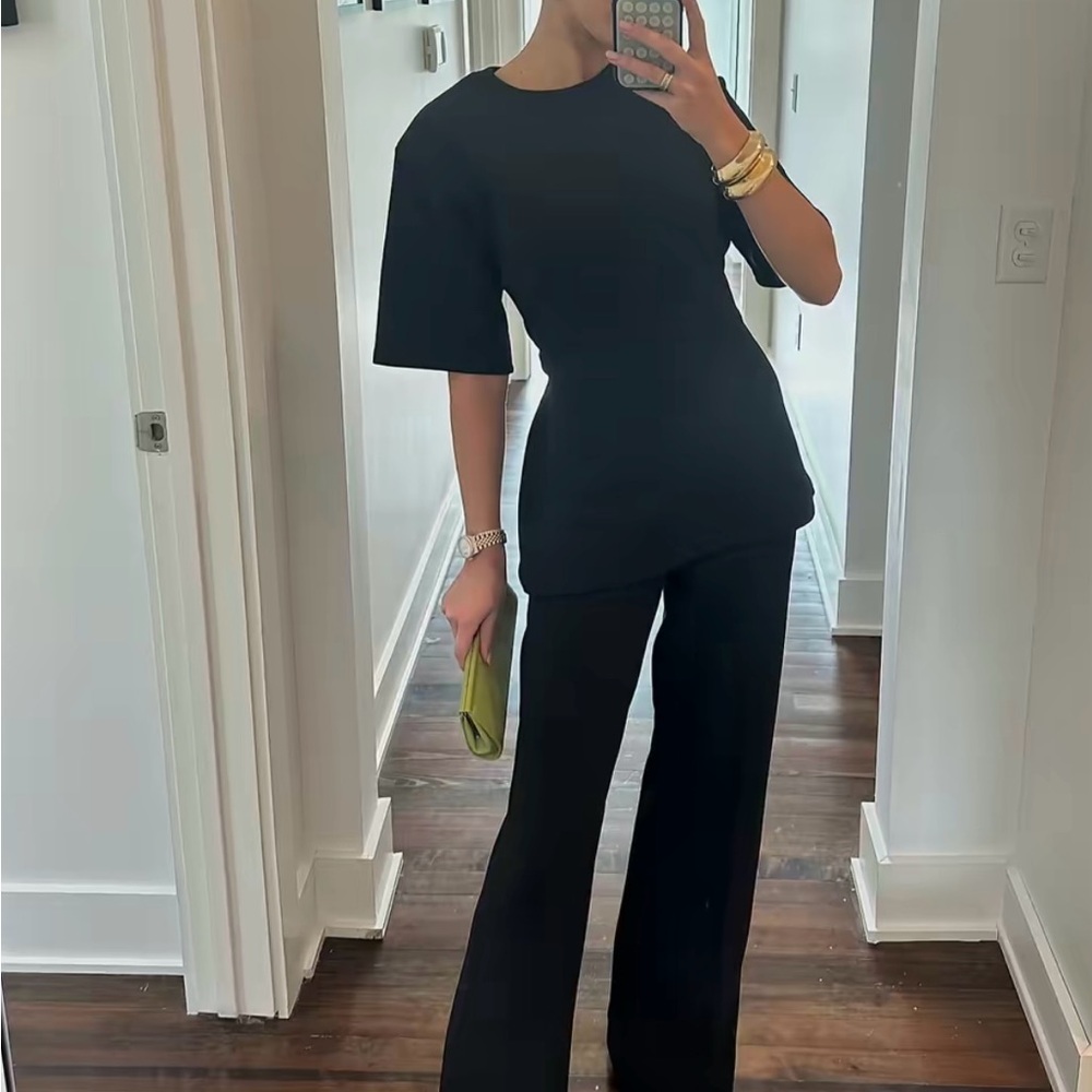 Zara shoulder pad buckle t shirt